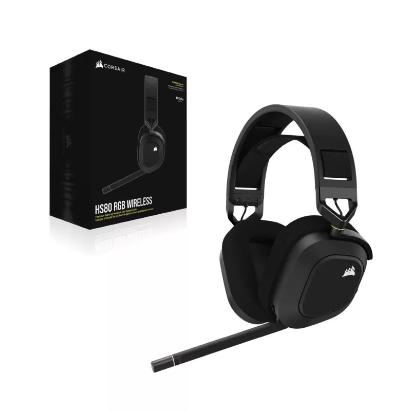 Auscultadores gaming CORSAIR HS80 - Wireless - Carbon