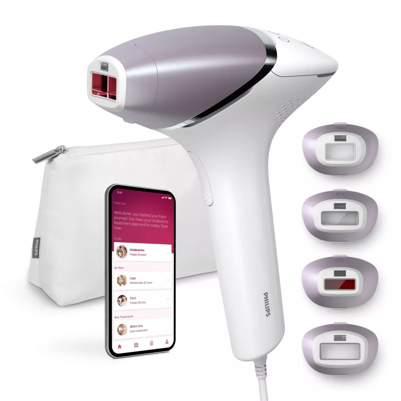 Aparelho de depilação IPL Philips Lumea Prestige BRI947/00 com acessórios para rosto e corpo, 250000 flashes, sensor de tom de pele
