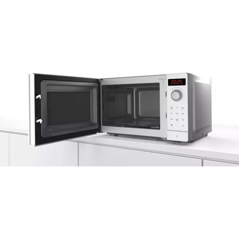 Micro-ondas solo Bosch Serie 2 FFL023MW0 — 800 W, 20 L, 5 níveis de potência, prato giratório 270 mm, branco