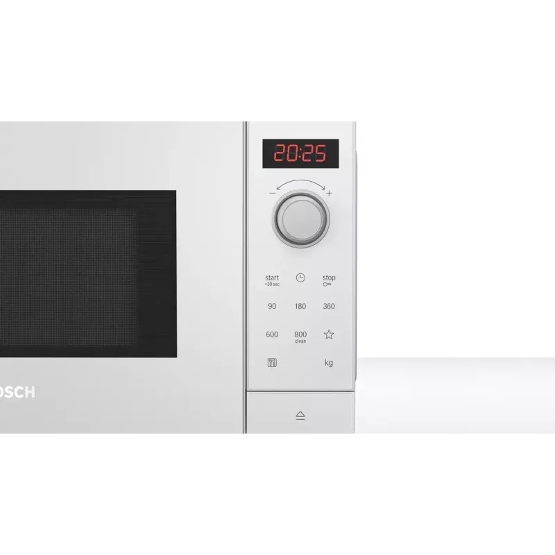 Micro-ondas solo Bosch Serie 2 FFL023MW0 — 800 W, 20 L, 5 níveis de potência, prato giratório 270 mm, branco