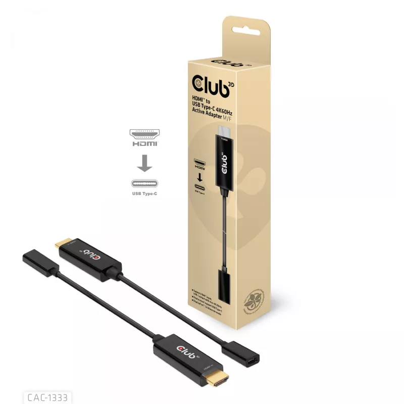 Adaptador ativo CLUB3D HDMI para USB Type-C 4K60Hz M/F