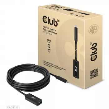 Cabo CLUB3D USB Gen2 Type-C para Type-A 10Gbps M/F 5m/16.4ft