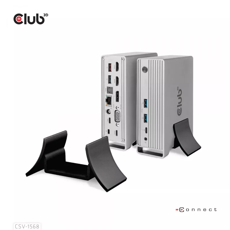 Docking Station CLUB3D CSV-1568 caixa metálica USB Gen2 Type-C USB Gen2 Type-A HDMI DP VGA RJ45 120W