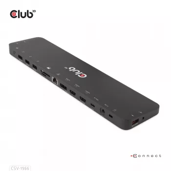 CLUB3D Docking Station USB Gen1 Type-C Triple Display DP Alt Mode Displaylink Dynamic PD Charging com fonte de alimentação de 120 Watt