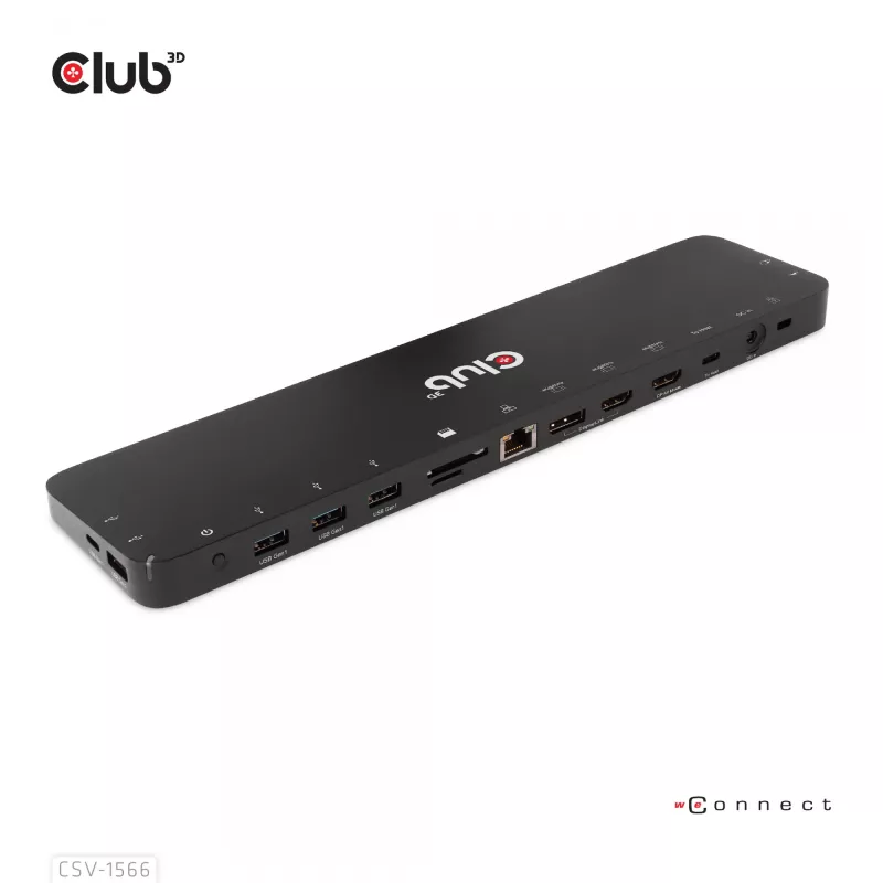 CLUB3D Docking Station USB Gen1 Type-C Triple Display DP Alt Mode Displaylink Dynamic PD Charging com fonte de alimentação de 120 Watt
