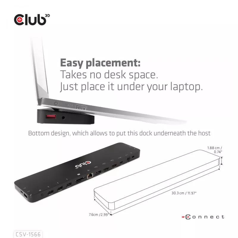 CLUB3D Docking Station USB Gen1 Type-C Triple Display DP Alt Mode Displaylink Dynamic PD Charging com fonte de alimentação de 120 Watt