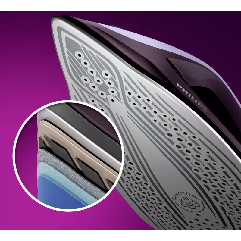 Philips PerfectCare PSG7050/30 ferro com gerador de vapor, 2100 W, depósito de água de 1,8 l, 8 bar, vapor contínuo de 120 g/min, jato de vapor de 600 g/min, roxo