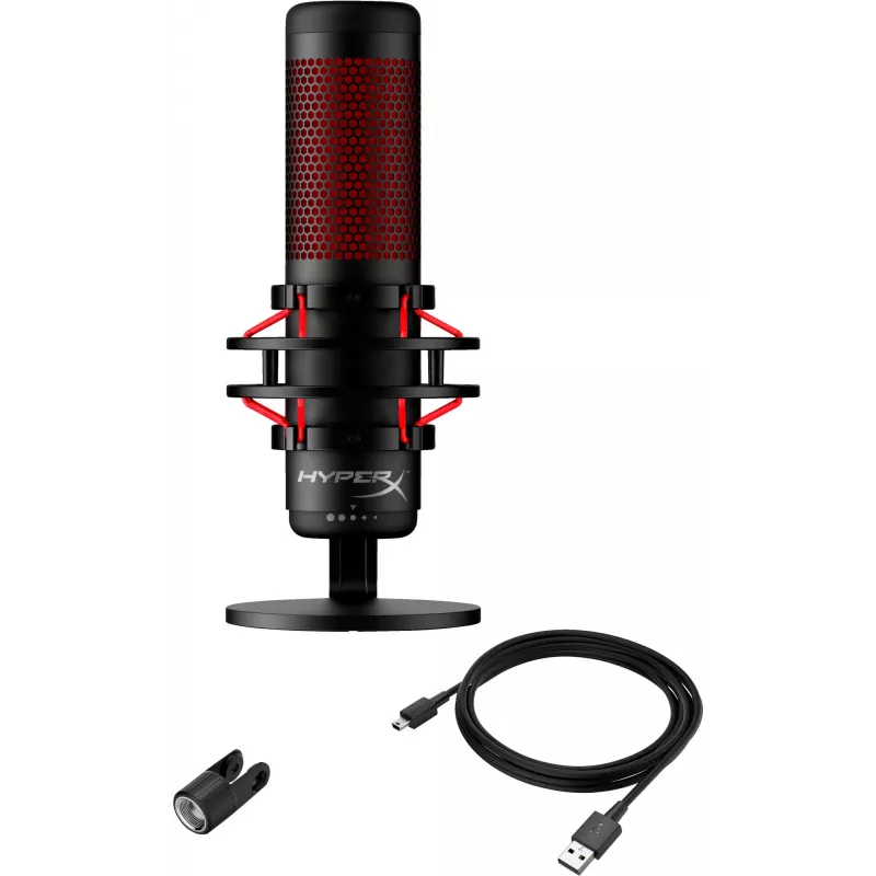 HyperX QuadCast - microfone USB (preto-vermelho) - iluminação vermelha
