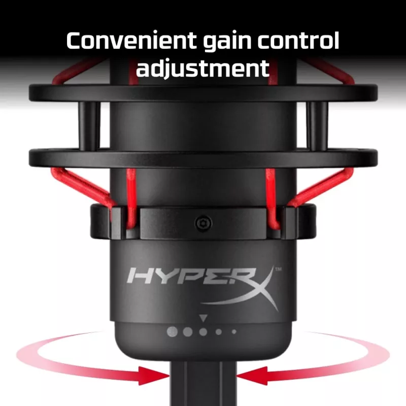 HyperX QuadCast - microfone USB (preto-vermelho) - iluminação vermelha