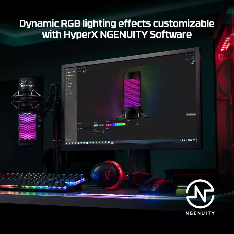 HyperX QuadCast S - microfone USB (preto-cinzento) - iluminação RGB