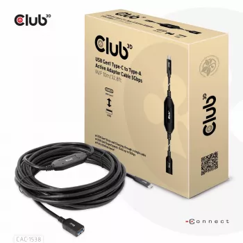 Cabo adaptador ativo USB Gen1 Type-C para Type-A CLUB3D 5 Gbit/s M/F 10 m