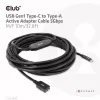 Club 3D CAC-1538 cabo ativo USB-C para USB-A, USB 3.2 Gen1 5 Gbps, macho/fêmea, 10 m, preto
