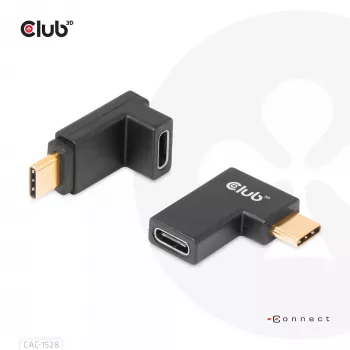 Conjunto de adaptadores USB Type-C Gen2 em ângulo, 2 unid. CLUB3D CAC-1528 — USB-C para USB-C, suporta 4K@120Hz