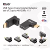 Conjunto de adaptadores USB Type-C Gen2 em ângulo, 2 unid. CLUB3D CAC-1528 — USB-C para USB-C, suporta 4K@120Hz