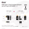 Conjunto de adaptadores USB Type-C Gen2 em ângulo, 2 unid. CLUB3D CAC-1528 — USB-C para USB-C, suporta 4K@120Hz