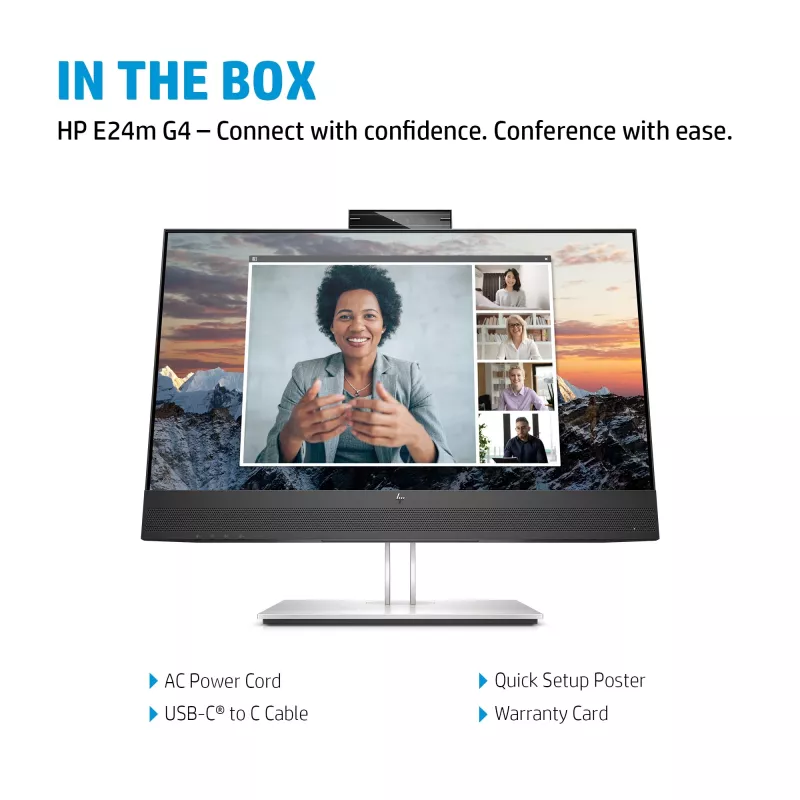 HP E24m G4 monitor de conferência FHD USB-C, 60,5 cm (23,8 polegadas), 1920 x 1080 píxeis, Full HD, LCD, 5 ms, preto