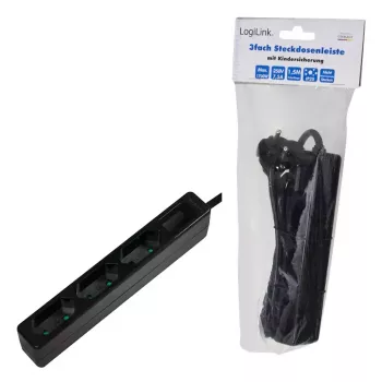 Extensão elétrica LogiLink LPS229B 1,5 m 3 tomadas AC para interiores Preto