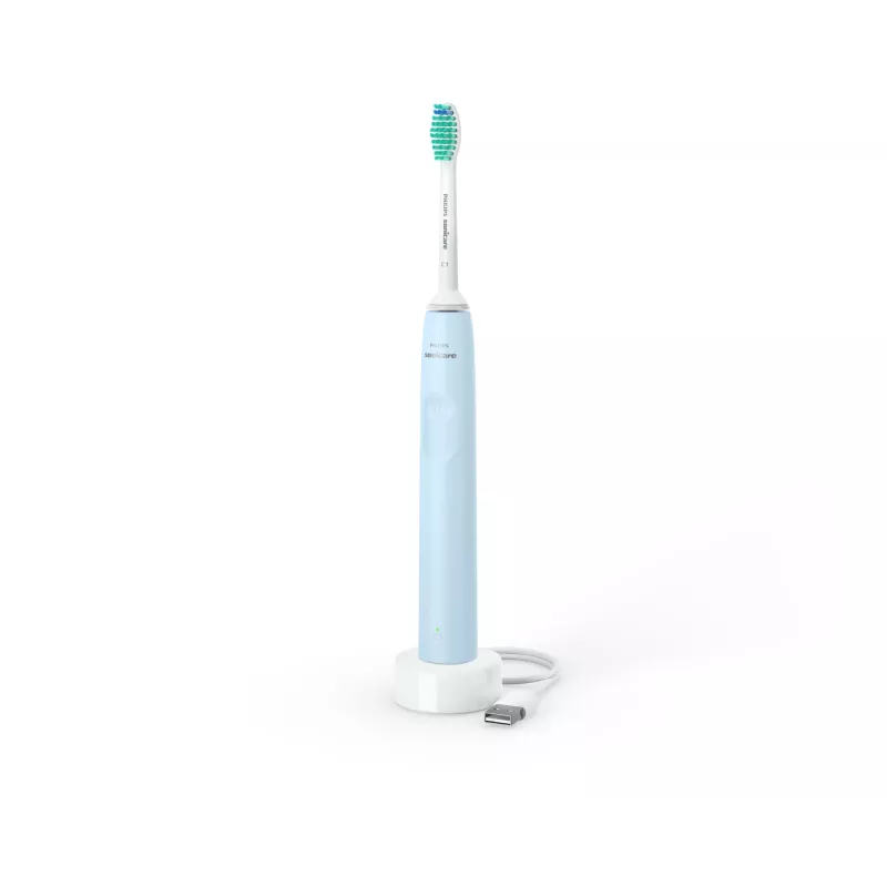 Escova de dentes elétrica sónica Philips HX3651/12 — modo suave, bateria de iões de lítio integrada, 1 cabeça de escova, branco/azul