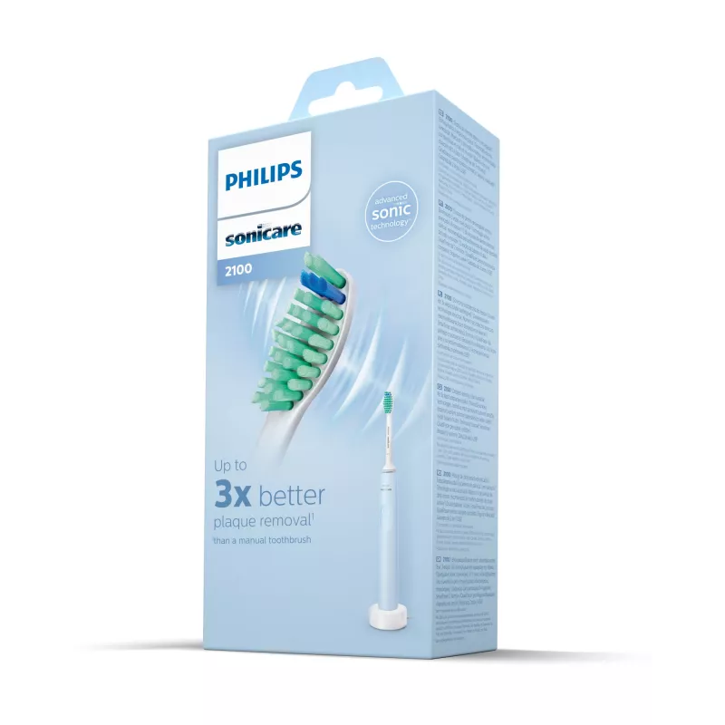 Escova de dentes elétrica sónica Philips HX3651/12 — modo suave, bateria de iões de lítio integrada, 1 cabeça de escova, branco/azul