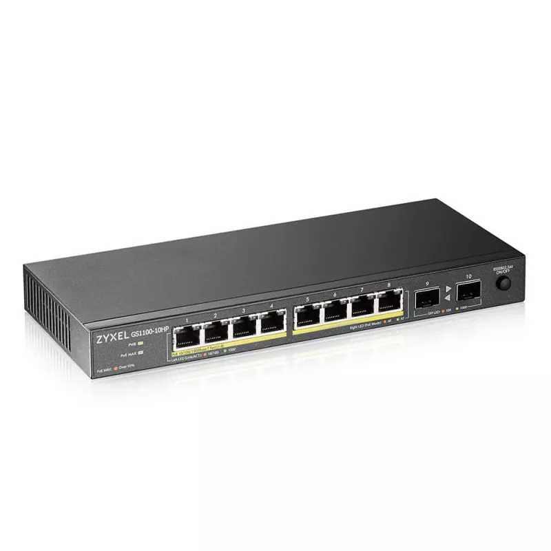 Switch Zyxel GS1100-10HP v2 Não gerido Gigabit Ethernet (10/100/1000) Power over Ethernet (PoE) Preto