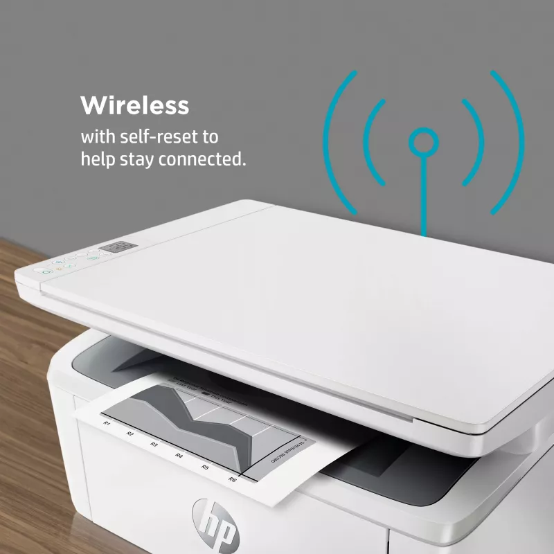 Impressora laser multifunções HP LaserJet MFP M140w — Mono, 20 ppm, 600×600 DPI, A4, Wi‑Fi, Ethernet, Branco