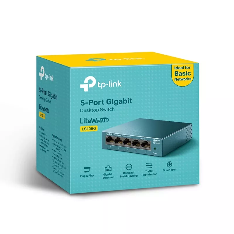 Switch de rede de secretária TP-Link 5 portas 10/100/1000Mbps