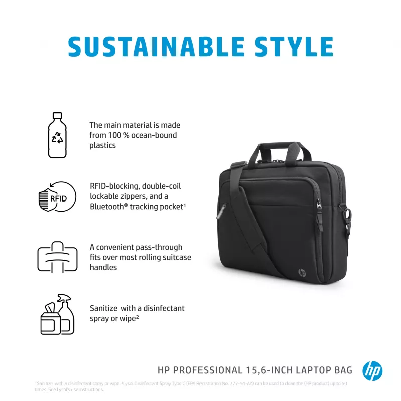 Mala para portátil HP Professional 15,6 polegadas Maleta Monocromática