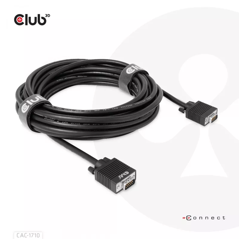 Club 3D CAC-1710 cabo VGA HD-15 macho/macho, bidirecional, 10 m, 1080p, preto