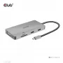 Hub USB Gen1 Type-C 9 em 1 CLUB3D com HDMI, VGA, 2x USB Gen1 Type-A, RJ45, slots para cartões SD/Micro SD e conector fêmea USB Gen1 Type-C