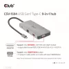 Hub USB Gen1 Type-C 9 em 1 CLUB3D com HDMI, VGA, 2x USB Gen1 Type-A, RJ45, slots para cartões SD/Micro SD e conector fêmea USB Gen1 Type-C
