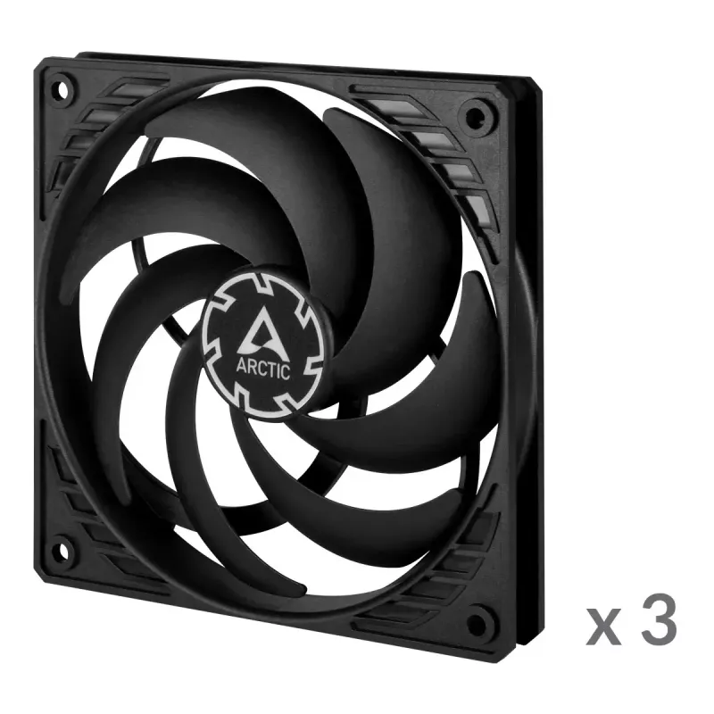 ARCTIC P12 Slim PWM PST ventoinha de caixa 120 mm, pack de 3, preta