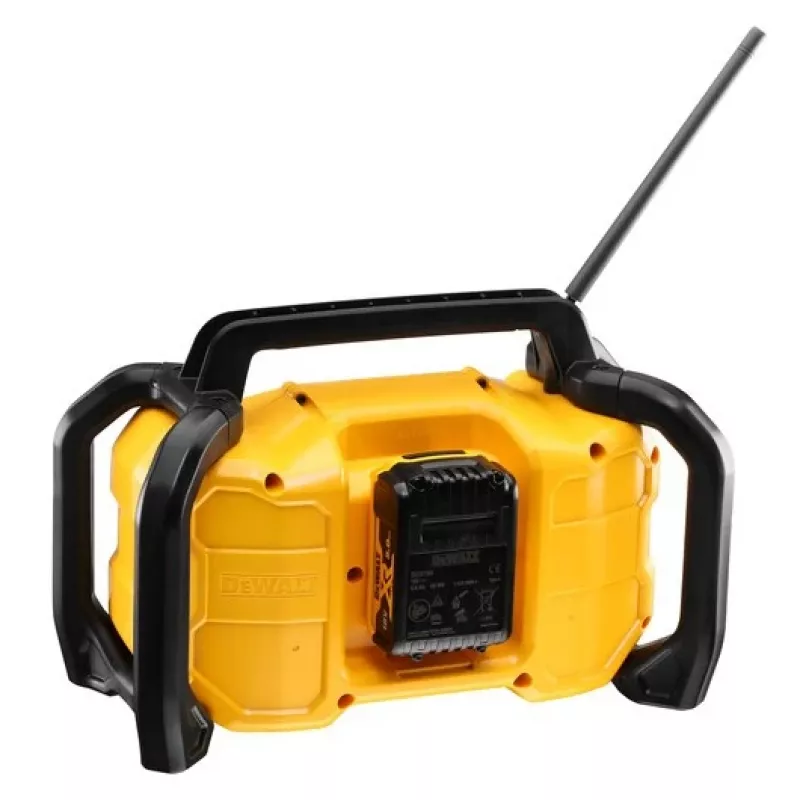 Rádio portátil DeWALT DCR029-QW DAB FM, alimentação por rede/CC, Bluetooth, função de carregamento USB, ecrã, preto/amarelo