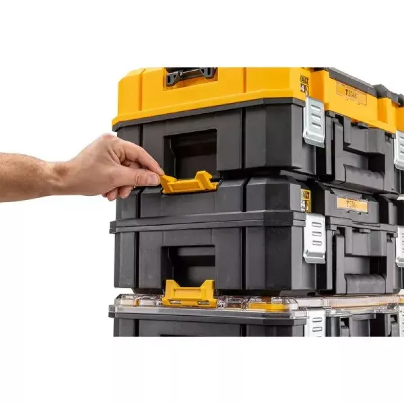 Organizador DeWALT DWST82968-1 TSTAK, impermeável e resistente ao pó, 400×332×119 mm, preto/laranja