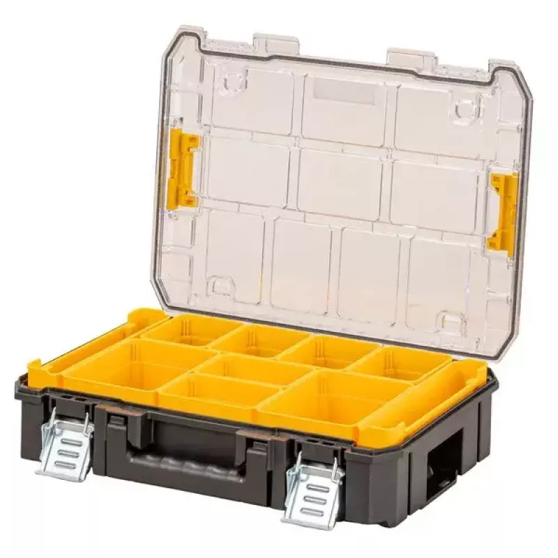 Organizador DeWALT DWST82968-1 TSTAK, impermeável e resistente ao pó, 400×332×119 mm, preto/laranja
