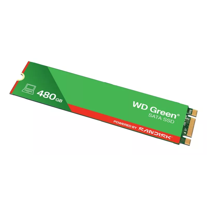 SSD WESTERN DIGITAL - WD Green - 480 GB - SATA 6 Gbit/s - M.2 2280 - MTTF 2,0 milhões de horas