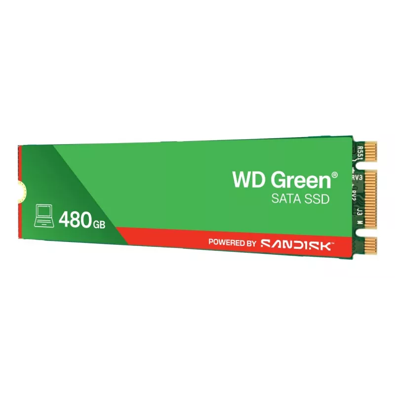 SSD WESTERN DIGITAL - WD Green - 480 GB - SATA 6 Gbit/s - M.2 2280 - MTTF 2,0 milhões de horas