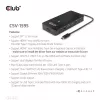 Hub CLUB3D Type-C 7-em-1 com 2x HDMI, 2x USB Gen1 Type-A, 1x RJ45, 1x áudio 3,5 mm, 1x conector fêmea USB Gen1 Type-C 100W