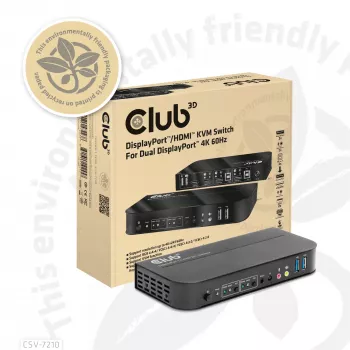 KVM Switch CLUB3D DisplayPort/HDMI para Dual DisplayPort 4K 60Hz