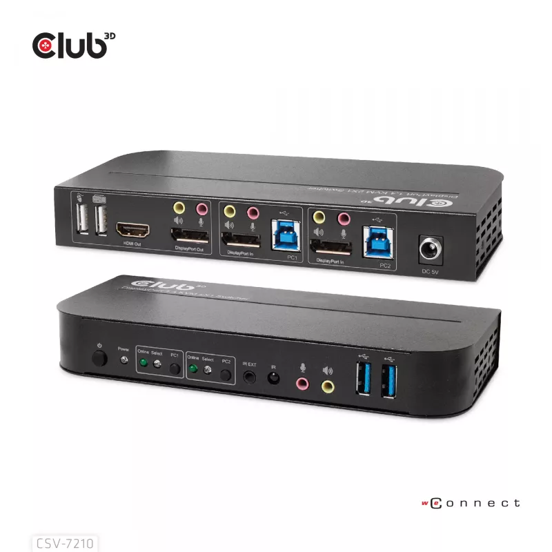 KVM Switch CLUB3D DisplayPort/HDMI para Dual DisplayPort 4K 60Hz