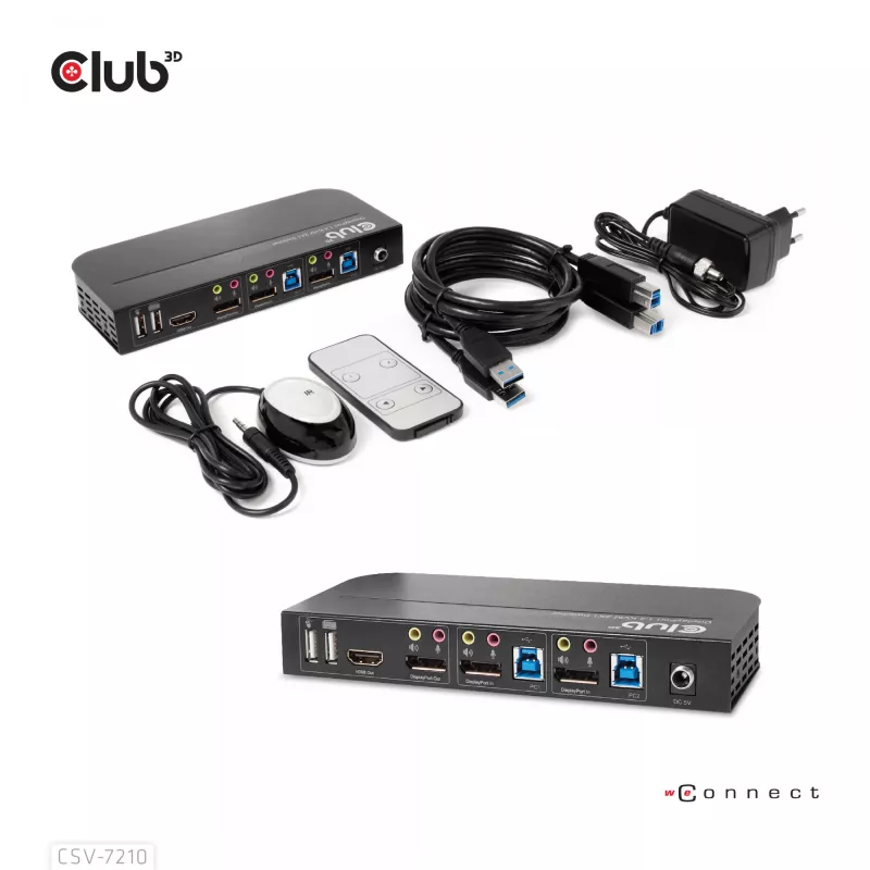 KVM Switch CLUB3D DisplayPort/HDMI para Dual DisplayPort 4K 60Hz