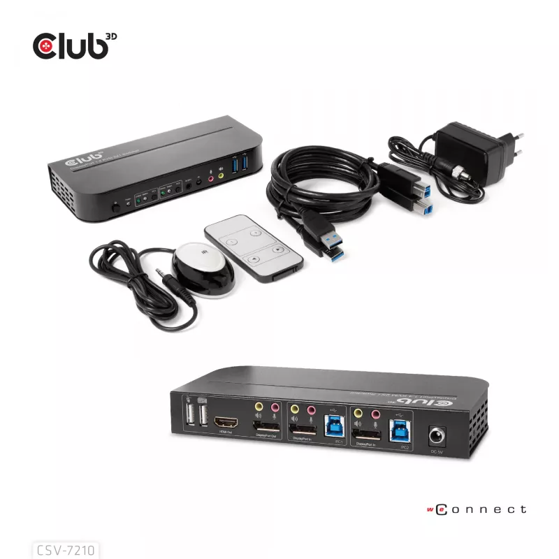 KVM Switch CLUB3D DisplayPort/HDMI para Dual DisplayPort 4K 60Hz