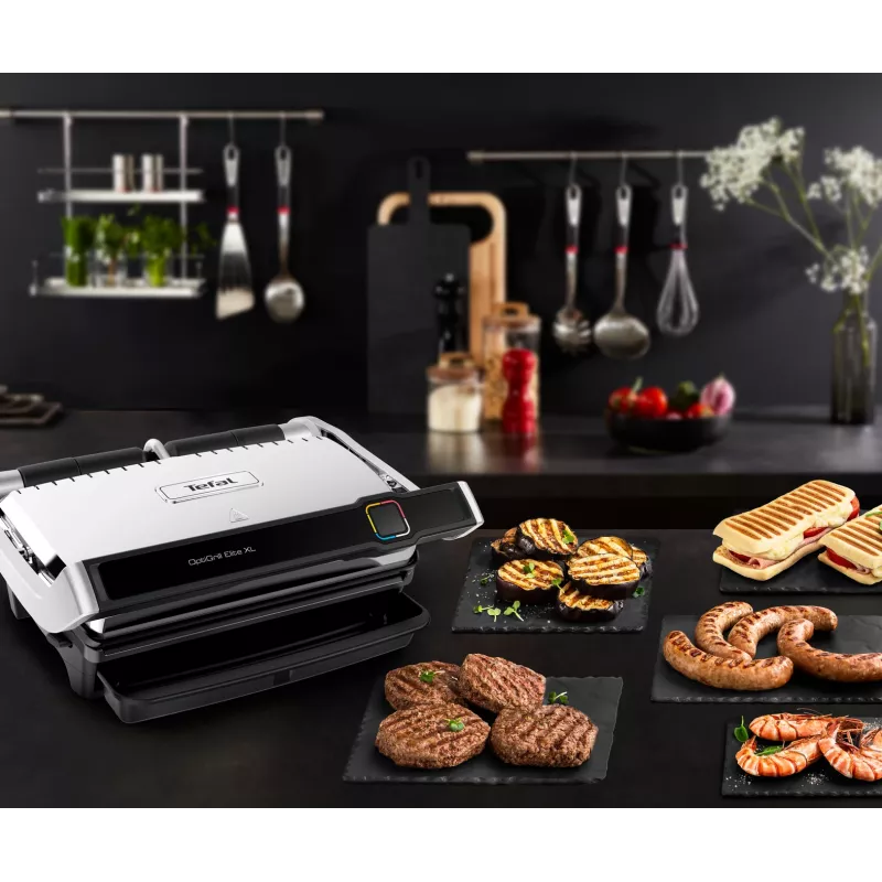 Grelhador de contacto Tefal OptiGrill Elite XL GC760D aço inoxidável 2200W