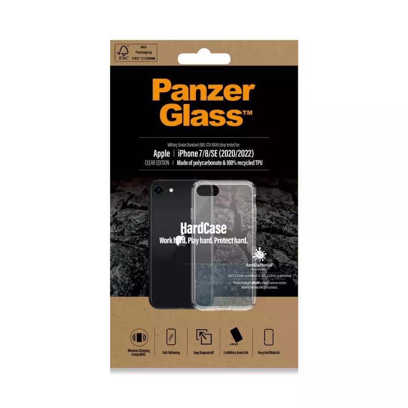PanzerGlass ® HardCase iPhone SE (2020/2022) | 7 | 8, capa, Apple, Apple - iPhone SE 2022, Apple - iPhone SE 2020, transparente