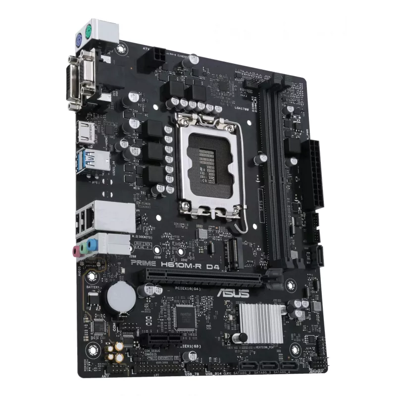 Placa-mãe ASUS PRIME H610M-R D4 — Intel H610, LGA 1700, Micro ATX, DDR4, 2 DIMM (até 64 GB), M.2 & SATA III, USB Type-A