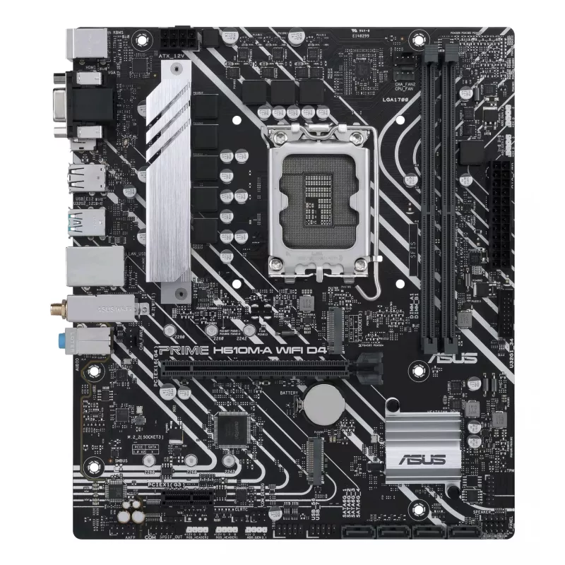 Placa-mãe ASUS PRIME H610M-A WIFI D4 — Intel H610, LGA1700, micro ATX, DDR4, 2x DIMM, Wi‑Fi 5, Bluetooth 5.0, 2x M.2, HDMI 2.1, DP 1.4