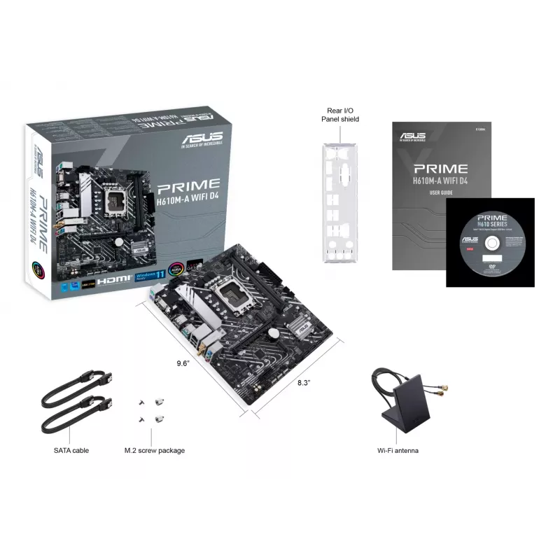 Placa-mãe ASUS PRIME H610M-A WIFI D4 — Intel H610, LGA1700, micro ATX, DDR4, 2x DIMM, Wi‑Fi 5, Bluetooth 5.0, 2x M.2, HDMI 2.1, DP 1.4