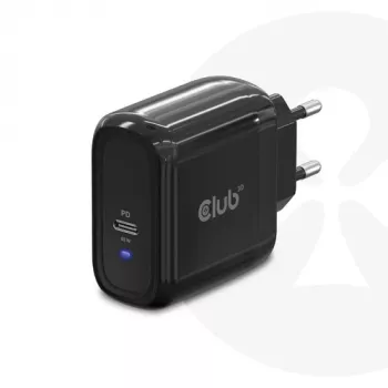 Carregador de viagem CLUB3D 65W tecnologia GAN, porta única USB Type-C, suporte Power Delivery (PD) 3.0