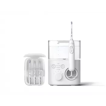 Irrigador oral Philips Power Flosser 7000 HX3911/40, a pilhas, branco, carregador AC universal
