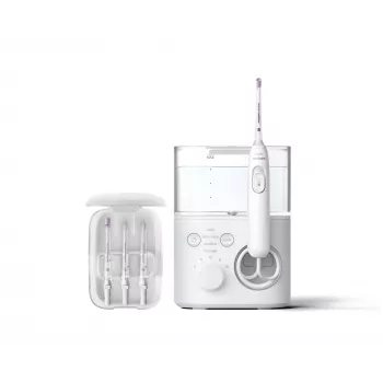 Irrigador oral Philips Power Flosser 7000 HX3911/40, a pilhas, branco, carregador AC universal