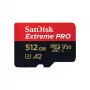 SanDisk Extreme PRO microSDXC 512GB + adaptador SD, velocidade de leitura 200 MB/s, velocidade de escrita 140 MB/s, A2, C10, V30, UHS-I U3